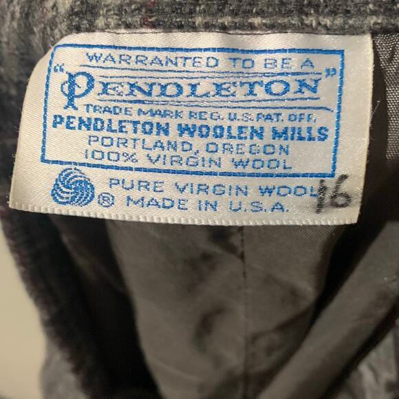 Vintage 1970s Pendleton Virgin Wool Midi Skirt Gray Diamond Plaid Sz 16 - Picture 11 of 12